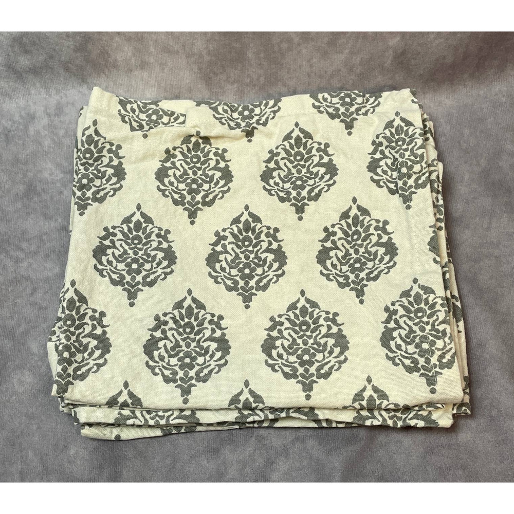 Elrene Home‎ Fashions Cloth Napkins 4 Set 100% Cotton Abstract Floral Gray Cream